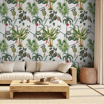 Papel De Parede Tropical Vinílico Lavável Texturizado 10m