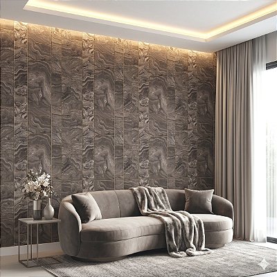 Papel De Parede Importado Textura Marmorizada Marrom