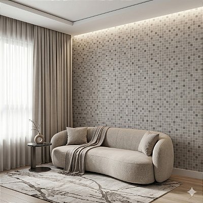 Papel De Parede Lavável Branco Cinza Vinílico Texturizado