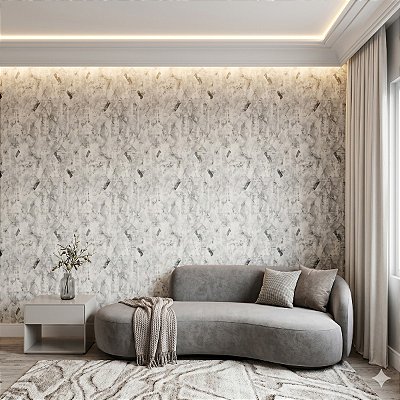 Papel De Parede Vinílico Cinza Gelo Geométrico Lavável 10m