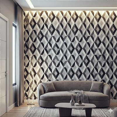 Papel De Parede Importado Vinílico Lavável Losangos 3d