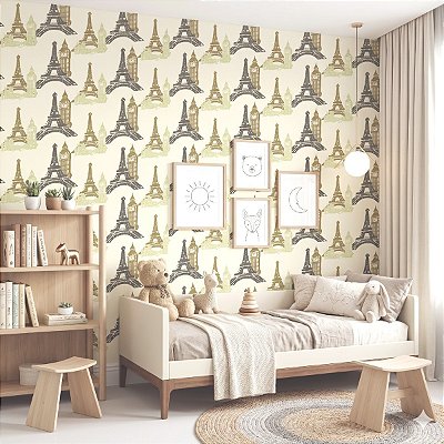 Papel De Parede Infantil Temático Torre Eiffel Paris Lavável