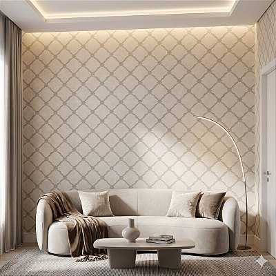 Papel De Parede Importado Vinílico Bege Marrom Claro