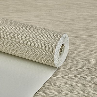 Papel De Parede Bege Linho Vinílico Texturizado Lavável 10m