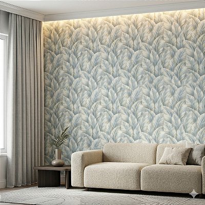 Papel De Parede Vinílico Folhagem Texturizado Lavável 10m