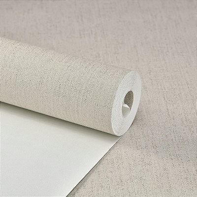 Papel De Parede Vinílico Texturizado Off White Lavável 10m