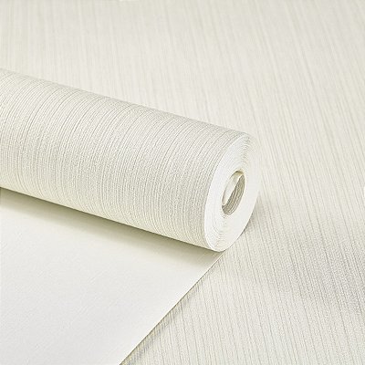 Papel De Parede Vinílico Texturizado Off White Lavável 10m