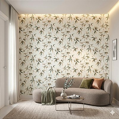 Papel De Parede Vinílico Texturizado Folhas Sala Quarto 10m