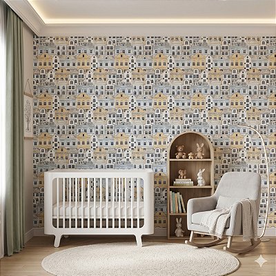 Papel De Parede Lavável Infantil Quarto Menino Azul