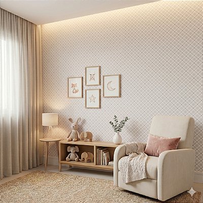 Papel De Parede Lavável Infantil Quarto Menina Xadrez Lilás