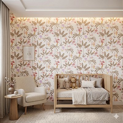 Papel De Parede Infantil Textura Safari Selva Tucano Pássaro