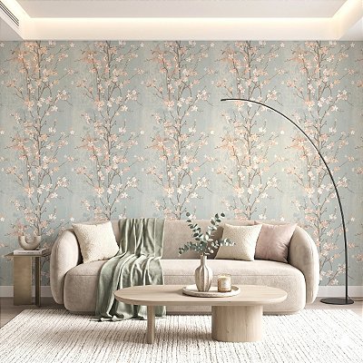 Papel De Parede Importado Vinílico Alto Relevo Floral Rosas