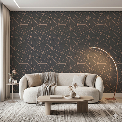 Papel De Parede Importado Famous Scence Cinza Escuro Rose Gold