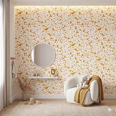 Papel De Parede Branco Ouro Vinílico Texturizado Lavável