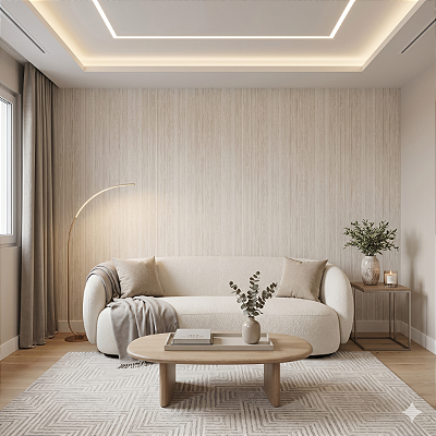 Papel De Parede Vinílico Texturizado Off White Lavável 10m