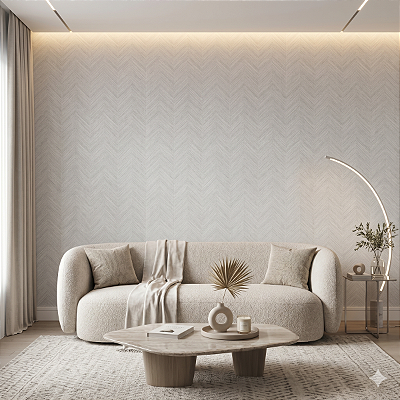 Papel De Parede Importado Lavavel Tnt Chevron Cinza Claro