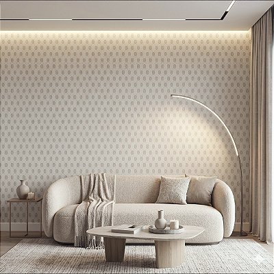 Papel De Parede Importado Tnt Lavável Geometrico Circular