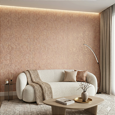 Papel De Parede Vinílico Texturizado Rose Dourado Lavável