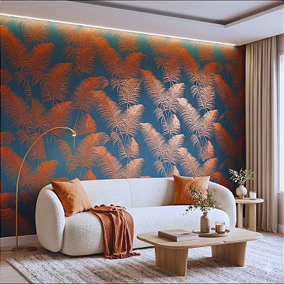 Papel De Parede Vinílico Lavável Texturizado Azul Cobre