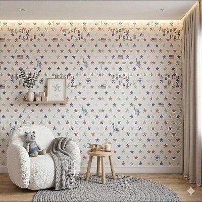 Papel De Parede Lavável Texturizado Estrelas Vinílico Menino