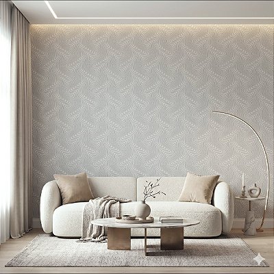Papel De Parede Vinílico Ondas Texturizado Cinza Lavável