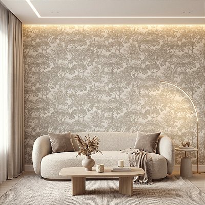 Papel De Parede Vinílico Texturizado Desenho De Árvores