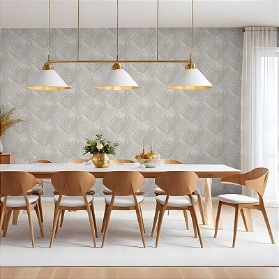 Papel De Parede Vinílico Texturizado Folhas Bege Lavável