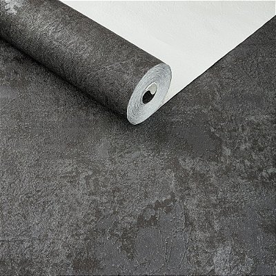 Papel De Parede Rolo Vinílico Lavável Texturizado Grafite