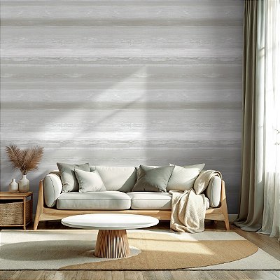 Papel De Parede Rolo Vinílico Lavável Cinza Texturizado