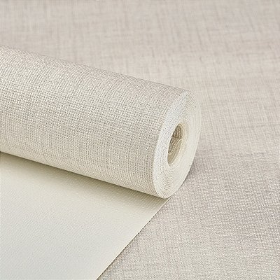 Papel De Parede Vinílico Linho Bege Texturizado Lavável