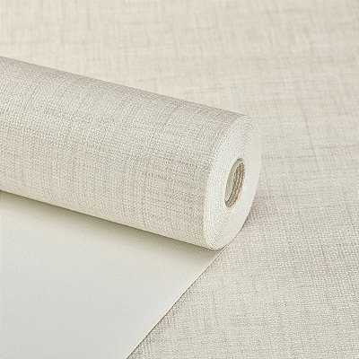 Papel De Parede Linho Creme Vinílico Texturizado Lavável