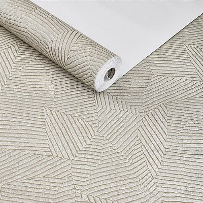 Rolo Papel De Parede Texturizado Lavável Bege Geométrico