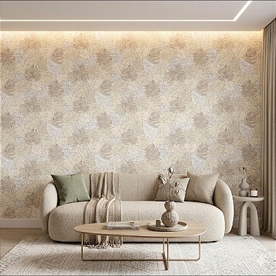 Papel De Parede Vinílico Lavável Texturizado Tropical
