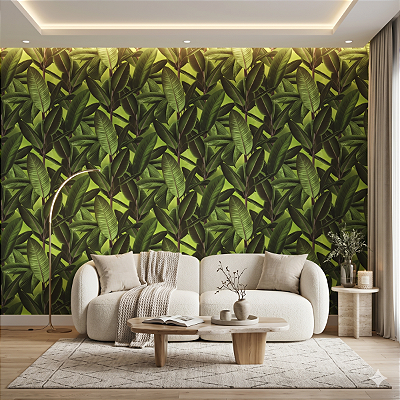 Papel De Parede Alto Padrão Texturizado Verde Vinílico