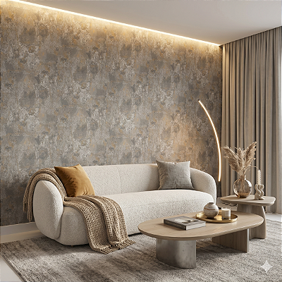 Papel De Parede Vinílico Lavável Textura Moderno Cinza