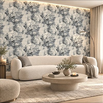 Papel Parede Vinilico Texturizado Off White Arvore Moderna