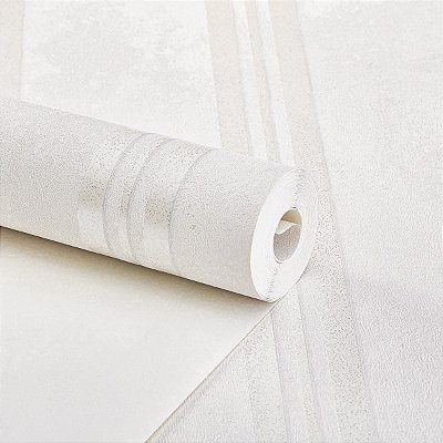 Papel De Parede Off White Vinílico Estilo Listrado Elegante