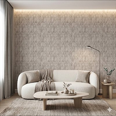 Papel De Parede Importado Geometrico Prata Envelhecido