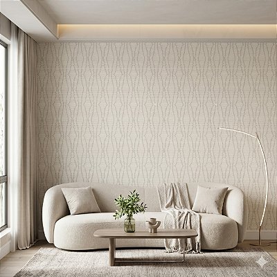 Papel De Parede Vinílico Bege Texturizado Para Sala 10m