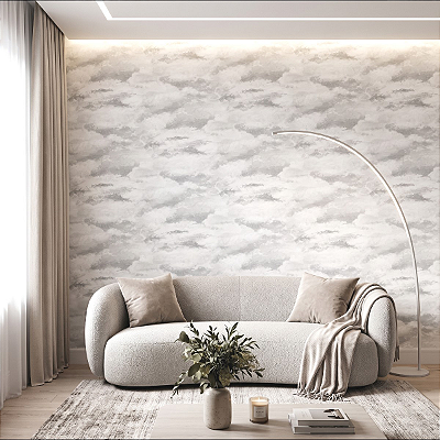 Papel De Parede Vinílico Texturizado Cinza Lavável Moderno