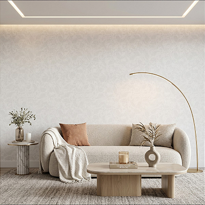 Papel De Parede Vinílico Texturizado Lavável Off White Rolo