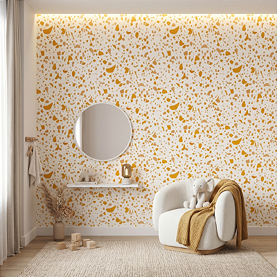 Papel De Parede Branco Ouro Vinílico Texturizado Lavável
