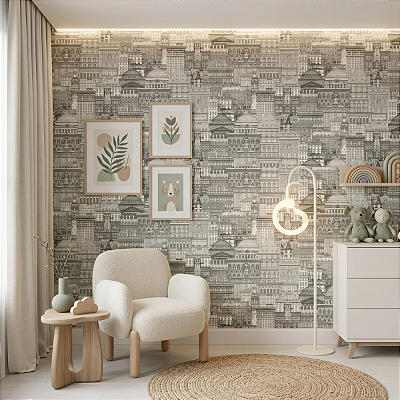 Papel De Parede Arquitetura Lavável Vinílico Texturizado