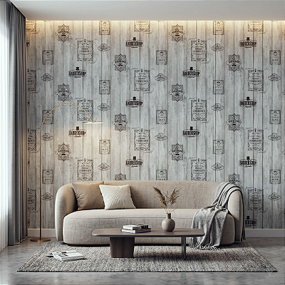 Papel De Parede Vinílico Texturizado Lavável Barbershop