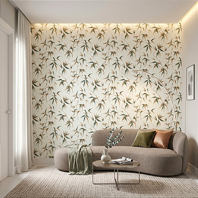 Papel De Parede Vinílico Texturizado Folhas Sala Quarto 10m