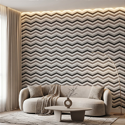 Papel De Parede Chevron Texturizado E Lavável Vinílico