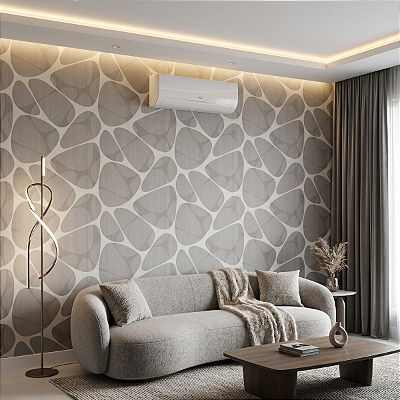 Papel De Parede Lavável Vinílico Cinza Off White Texturizado