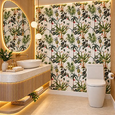 Papel De Parede Tropical Vinílico Lavável Texturizado 10m