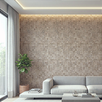 Papel De Parede Bege Vinílico Texturizado Lavável Moderno