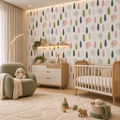 Papel De Parede Infantil Com Estampa De Penas Coloridas